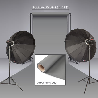 BOLLUMA Seamless Paper Background, 04 - Neutral Grey, 1.35 x 10m