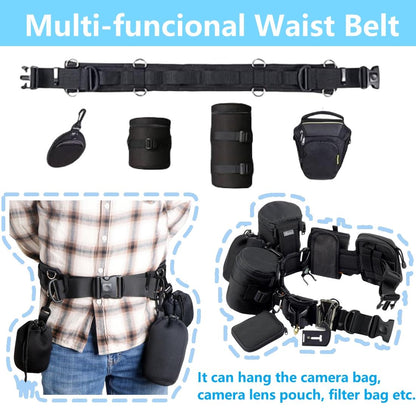 Durable Camera Waist Belt with D-Rings | Hands-Free Photography Solution, Waterproof & Lightweight