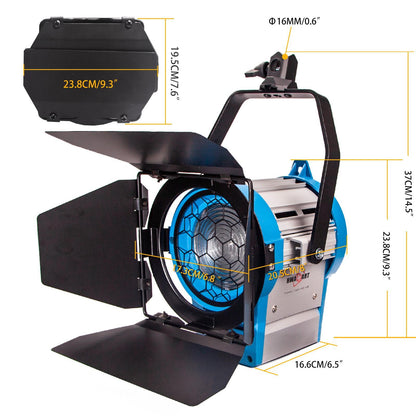 2 x BOLLUMA 650W Studio Fresnel Spotlight, Dimmable, Including 650W Bulb, GY9.5