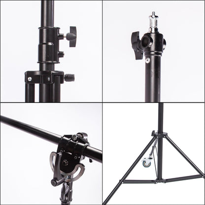 Heavy Duty Boom Arm Stand with 8.8lbs Counterweight and Wheels, Spring Cushioned Tripod Stand with Holding Arm, for Photography Video Reflector Softbox Flash Strobe