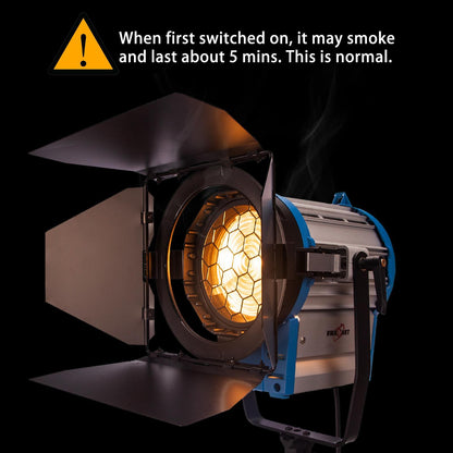 1000W Fresnel Spotlight, Including Bulbs and 3m Spring Cushioned Stand