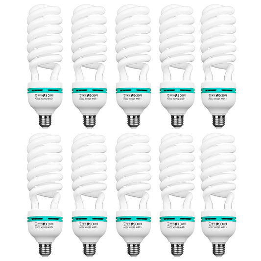 10 x 135W Equivalent Spiral Fluorescent 5500K Daylight Photography Bulbs