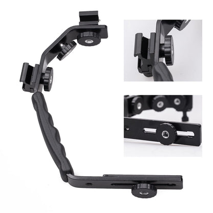 HWAMART L Shape Camera Flash Bracket with Hot Shoe Mount 1/4 inch Tripod Screw Versatile Handheld Holder for Flashlight Camera DV Camcorder Video Shooting Filming Photography