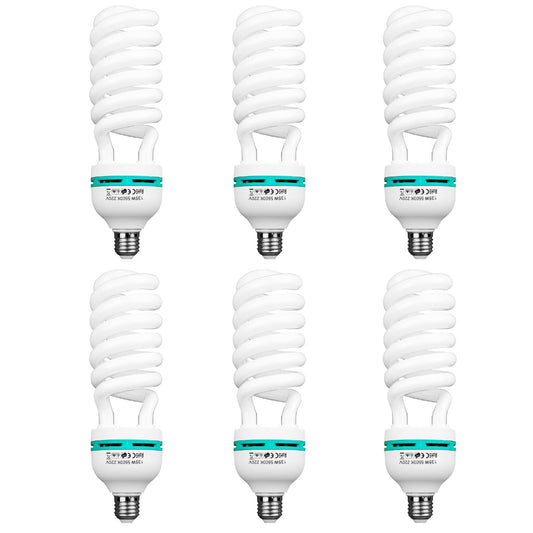 6 x 135W Equivalent Spiral Fluorescent 5500K Daylight Photography Bulbs