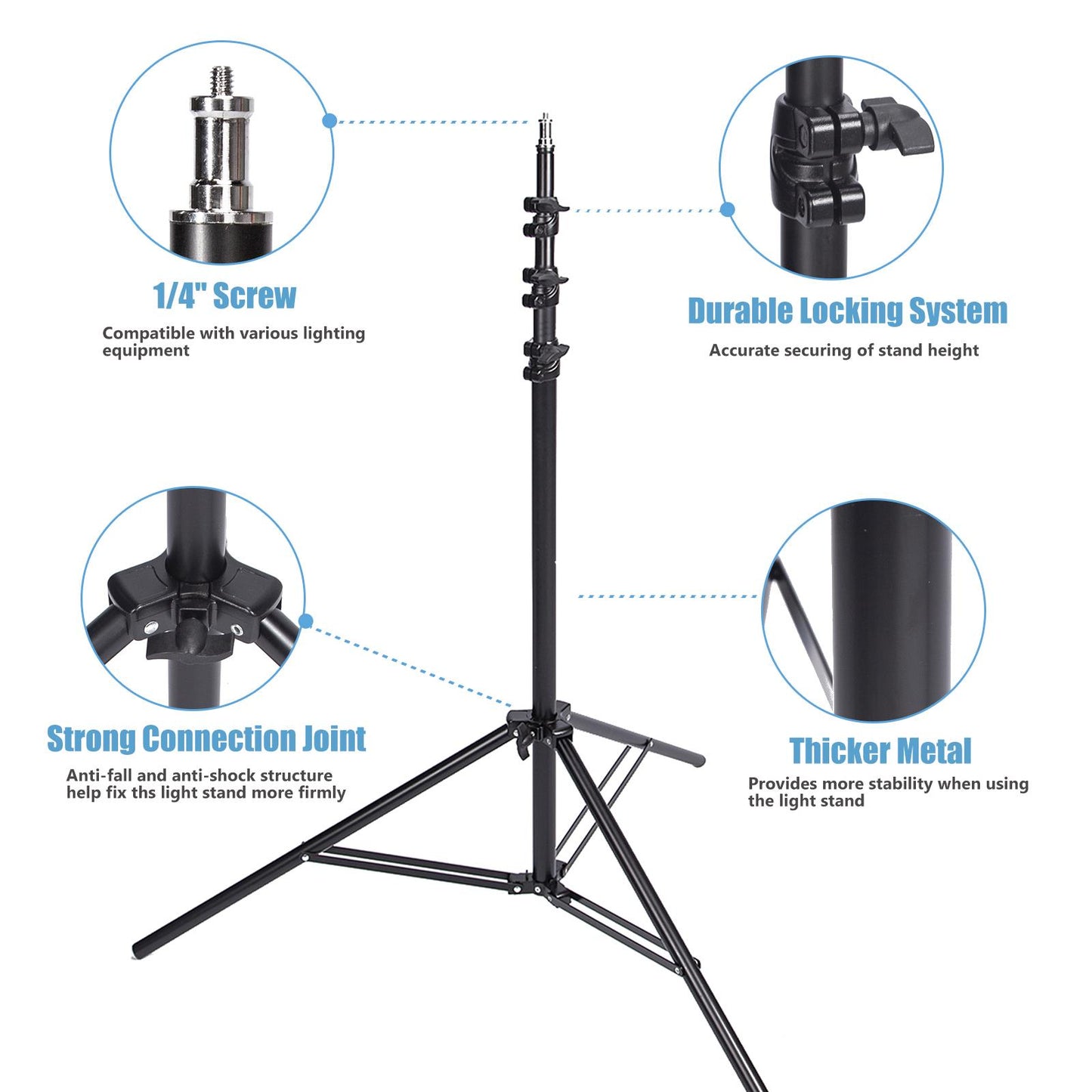 Adjustable Air Cushioned Lighting Stand Kit, 2 x Professional Photo Tripod with Photography Carry Bag, for Supporting Light Reflector Softbox Umbrella Video Shooting, 2.3M