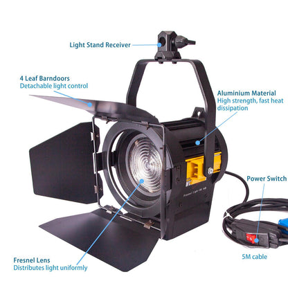 3x 50W LED Fresnel Spotlight with Stands and Fly Case