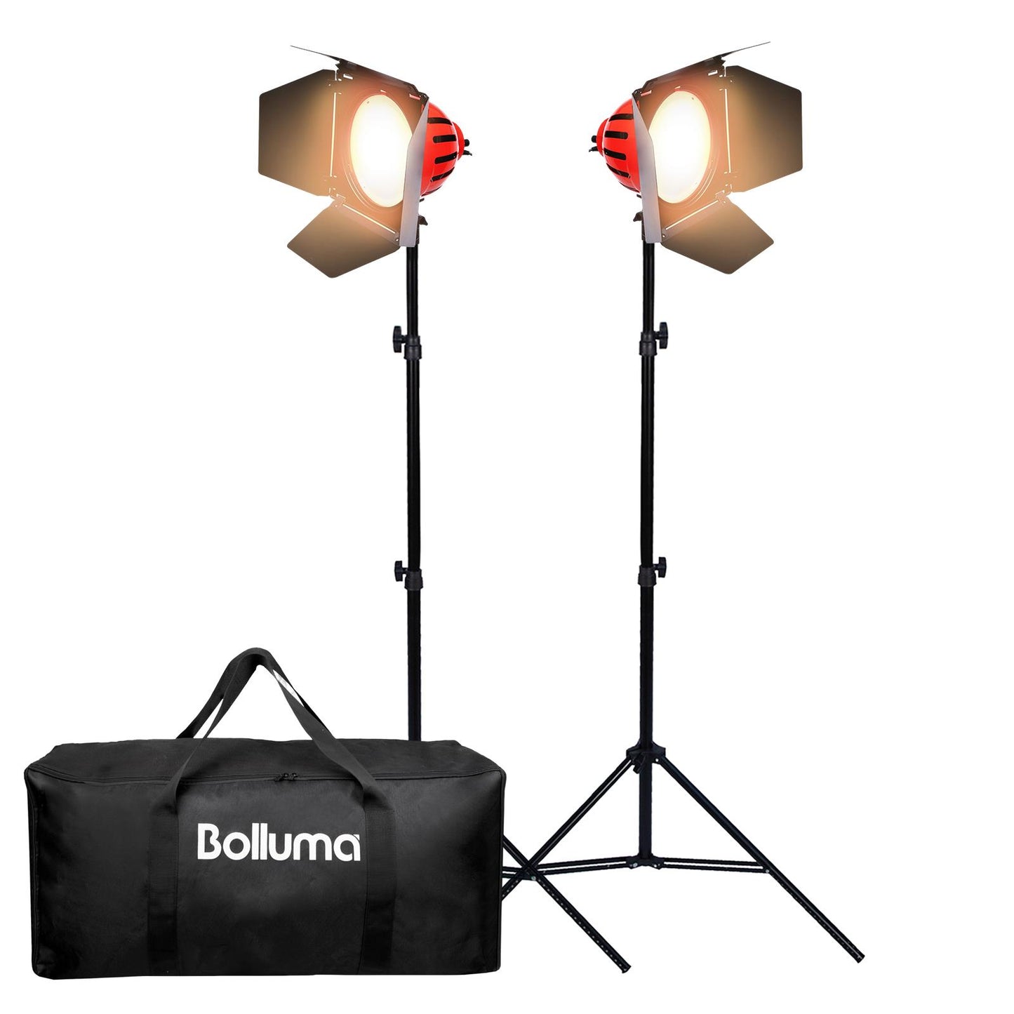 Video Studio Continuous Red Head Light with Light Stand and Carry Bag, 50W 3000K-6500K Bi-color Video Light for Film Advert New Coverage Background Lighting Product Photography, 2 Sets with Dimmer