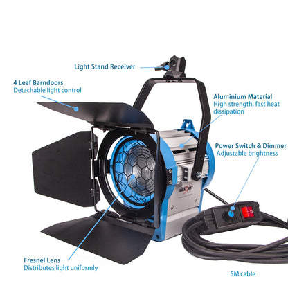 BOLLUMA 650W Studio Fresnel Spotlight, Dimmable, Including 650W Bulb, GY9.5