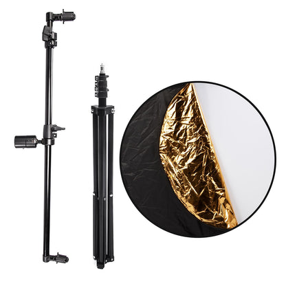 Photo Studio Lighting Reflector and Light Stand Kit, 43.3"/110cm 5in1 Multi-Disc Reflector, 25.5" Light Stand with Telescopic Boom Arm for Photography Video Background Shooting Youtuber Vlogger