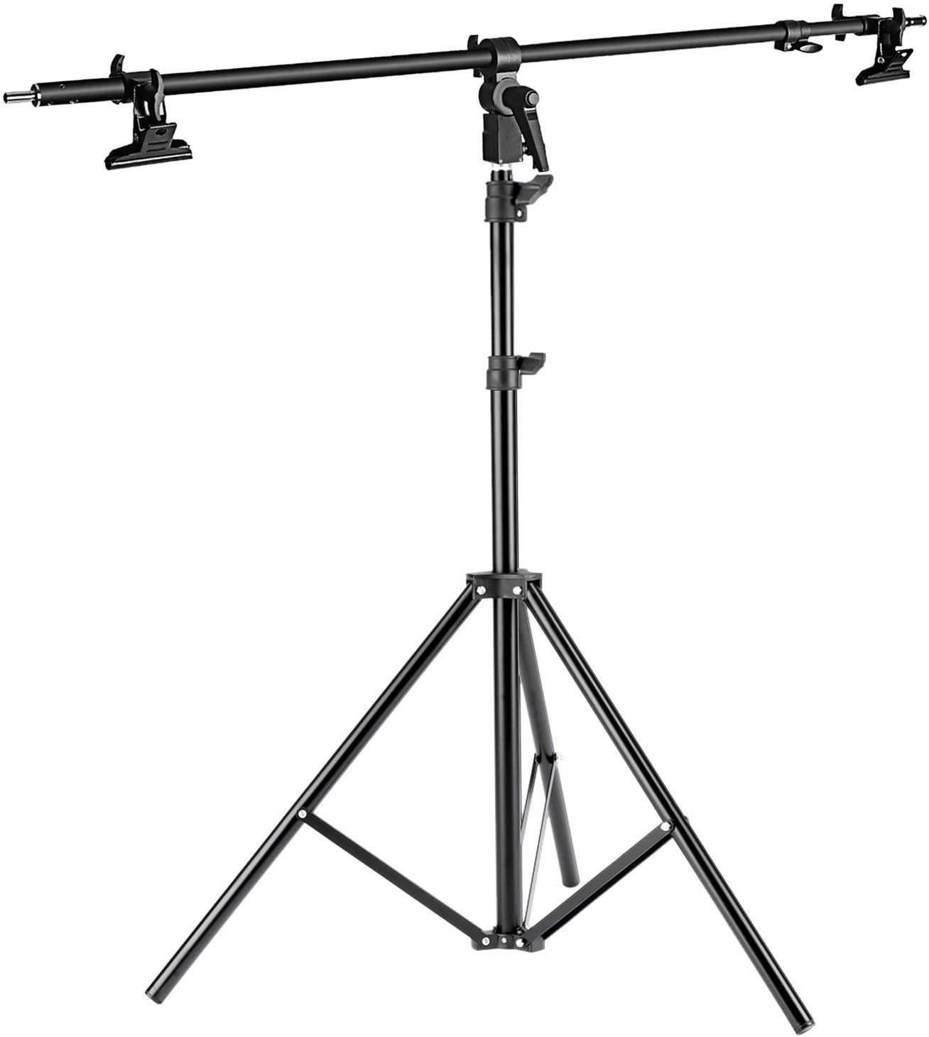 Photo Studio Alluminum Alloy Light Stand 2m Foldable and Reflector Holder Arm 180cm Retractable Telescopic Crossbar with 2 Clamps, Boom Arm Stand for Portrait Photography Studio Video Shooting