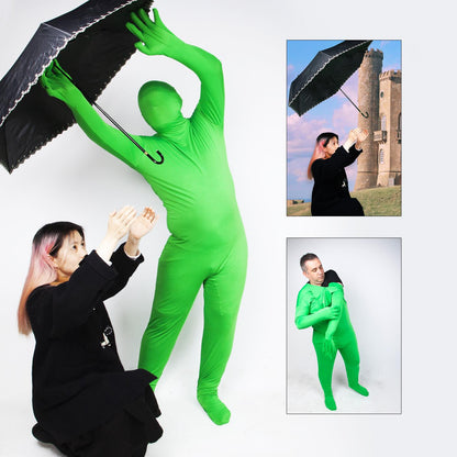 Chromakey Greenscreen Full Bodysuit + Mask + 2pcs Gloves